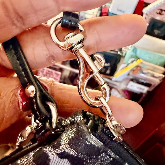 Coach Black and Metallic Silver Leopard Print Wristlet - Picture 7 of 9